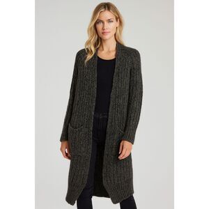 360 SWEATER Green Italian Yarn Long Open Duster Cardigan   Women's Size Small